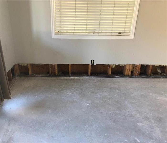 Removed flooring and flood cuts.